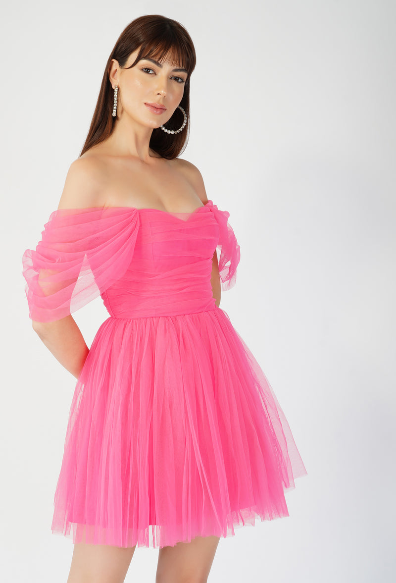 Sydney Pink Tulle Mini Dress – Lace ☀ Beads